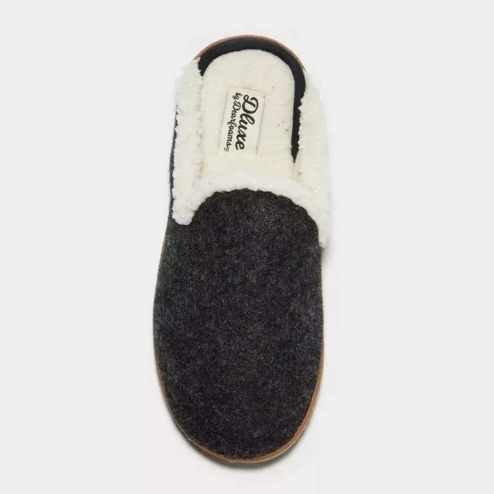 Big Girls Dearfoams Maci Scuff Slippers Black Size S 5/6 New With Tags